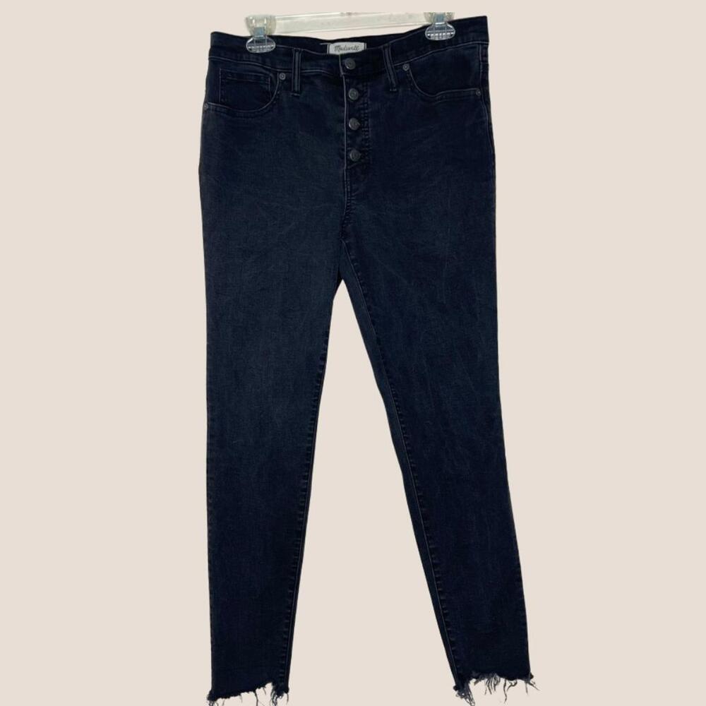 Madewell Light Black 4 Button 9" High-Rise Skinny Frayed Bottoms Size 31